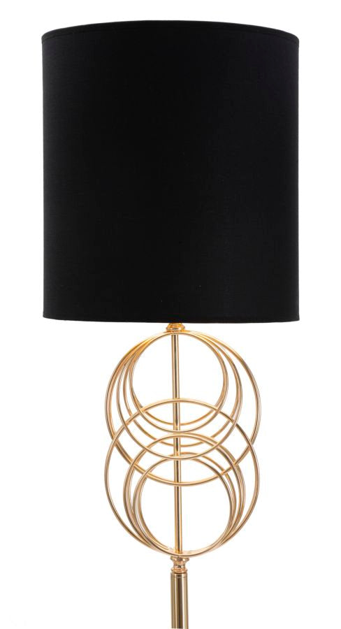 Lampada da terra moderna asta in metallo dorato paralume in tessuto nero cm Ø 33x165h