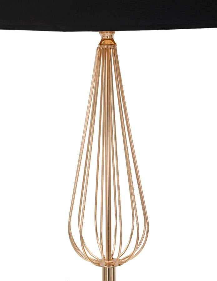 Lampada da pavimento struttura in metallo dorato paralume in tessuto nero cm Ø 40x167h
