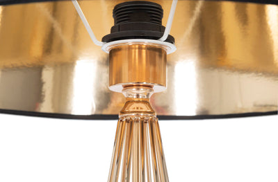 Lampada da pavimento struttura in metallo dorato paralume in tessuto nero cm Ø 40x167h