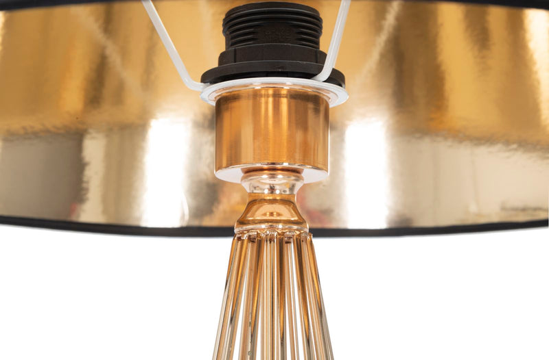 Lampada da pavimento struttura in metallo dorato paralume in tessuto nero cm Ø 40x167h
