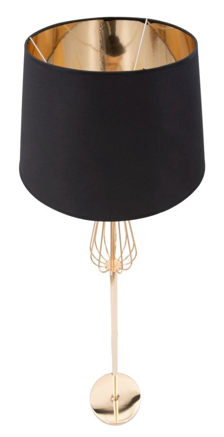 Lampada da pavimento struttura in metallo dorato paralume in tessuto nero cm Ø 40x167h