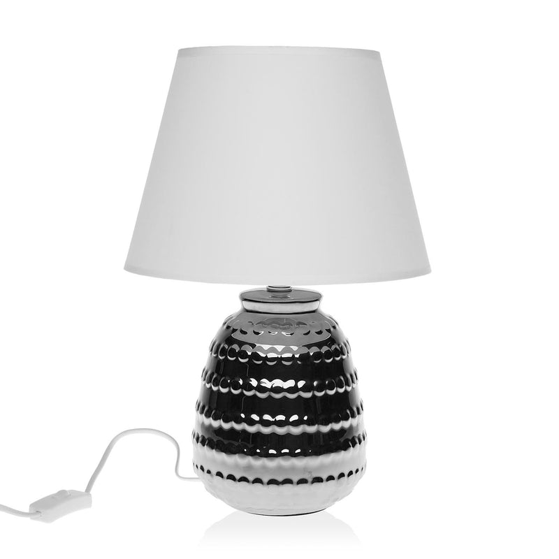Lampada moderna da tavolo base in ceramica colore argento cm 24x37h
