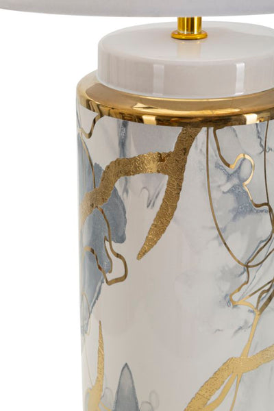 Lampada moderna in ceramica design astratto paralume in tessuto cm 25x48h