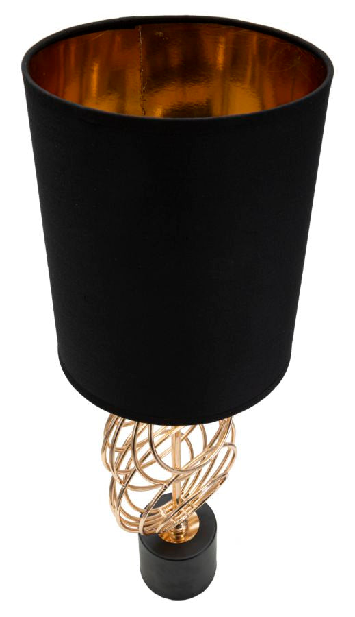 Lampada design moderna da tavolo base in metallo paralume in tessuto nero cm Ø 20x58h
