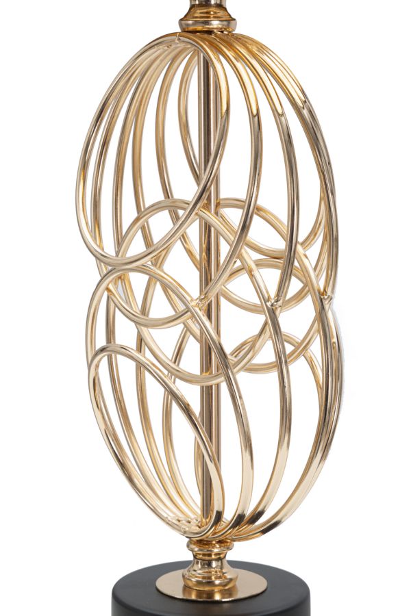 Lampada design moderna da tavolo base in metallo paralume in tessuto nero cm Ø 20x58h