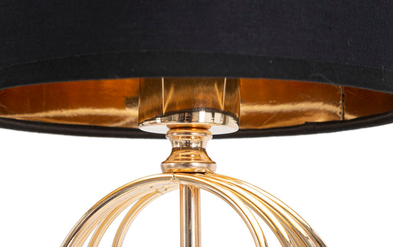 Lampada design moderna da tavolo base in metallo paralume in tessuto nero cm Ø 20x58h