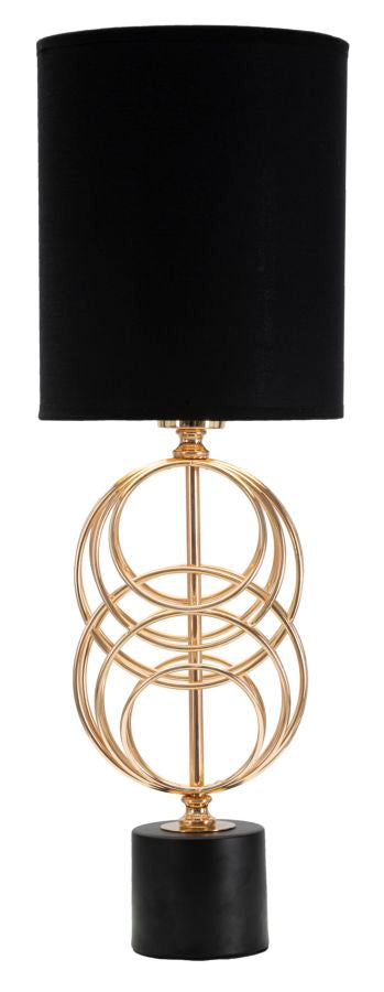 Lampada design moderna da tavolo base in metallo paralume in tessuto nero cm Ø 20x58h