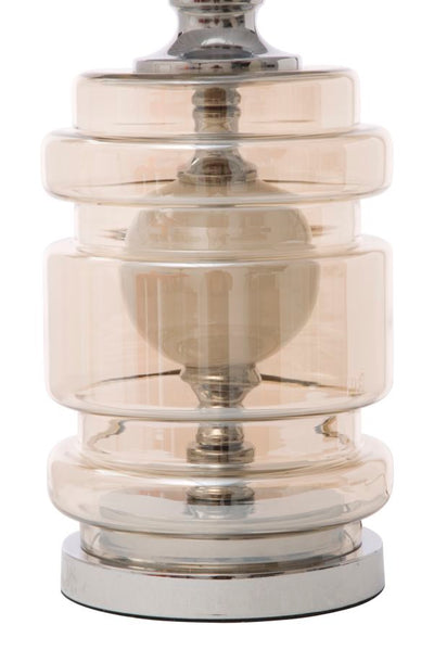 Lampada da salotto in vetro con paralume in tessuto fantasia bianco e nero cm Ø 30x75h