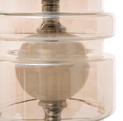 Lampada da salotto in vetro con paralume in tessuto fantasia bianco e nero cm Ø 30x75h