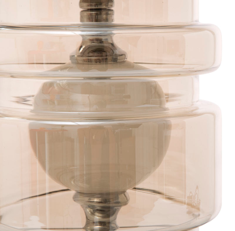 Lampada da salotto in vetro con paralume in tessuto fantasia bianco e nero cm Ø 30x75h