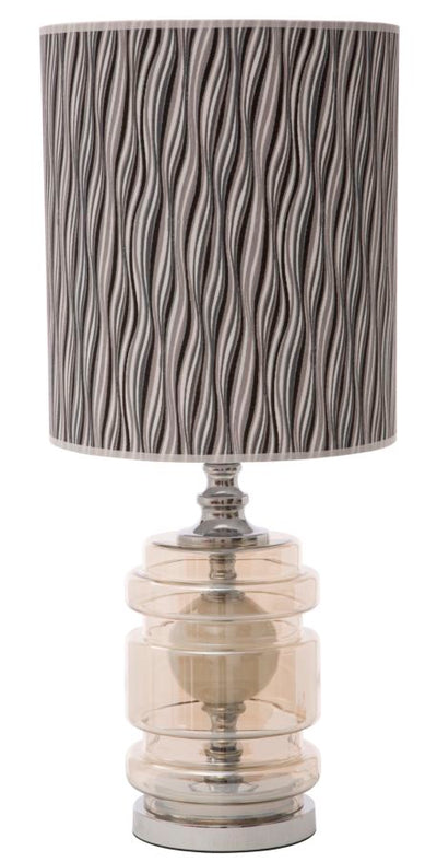 Lampada da salotto in vetro con paralume in tessuto fantasia bianco e nero cm Ø 30x75h