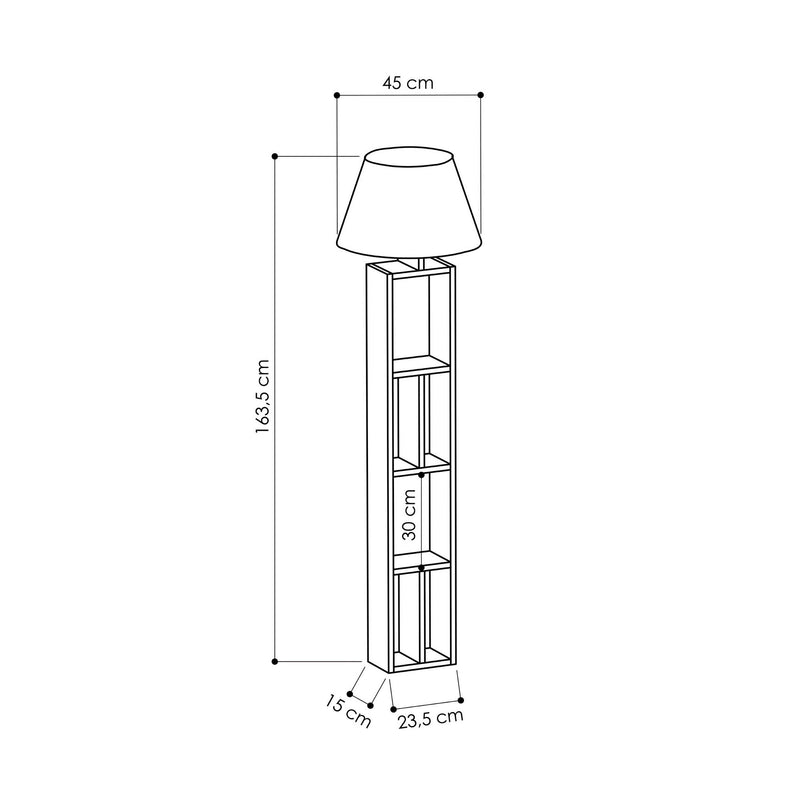 Lampada da terra con scaffale libreria bifacciale in legno cm 45x45x164h - vari colori