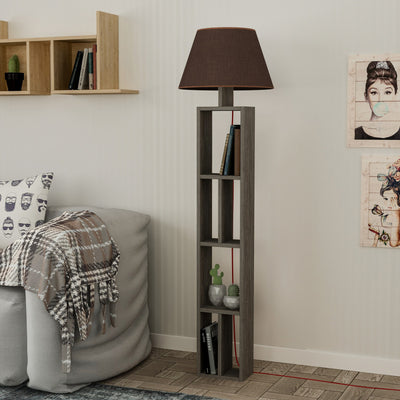 Lampada da terra con scaffale libreria bifacciale in legno cm 45x45x164h - vari colori