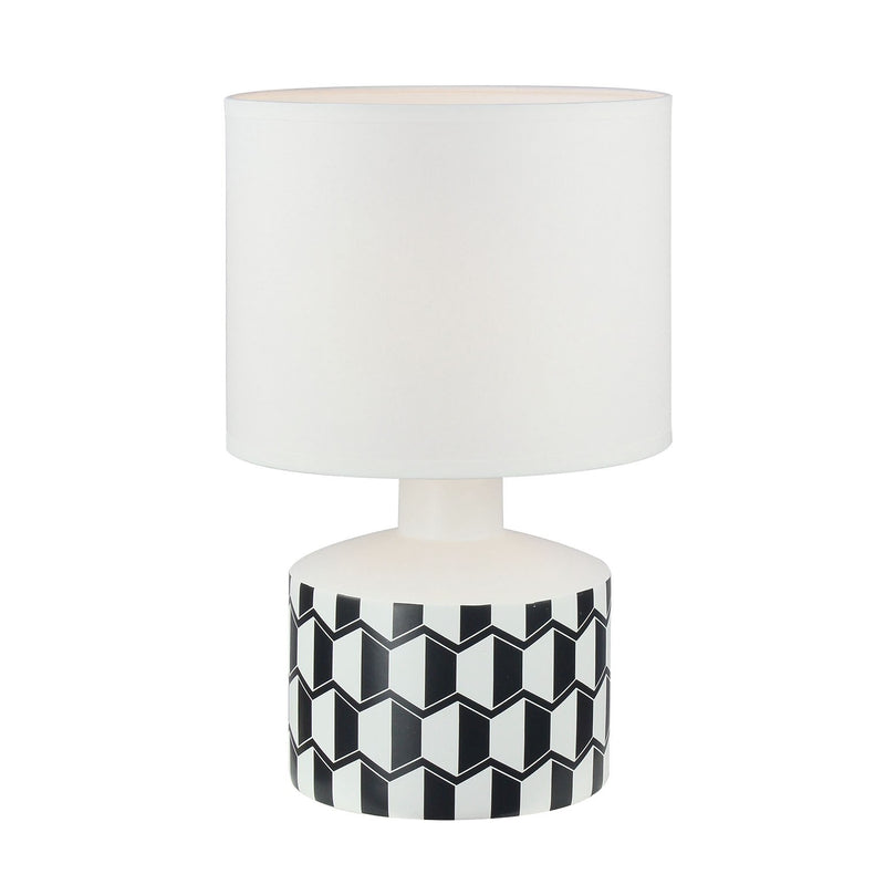 Lampada design da tavolo in ceramica decorata bianco e nero cm Ø 22x35h