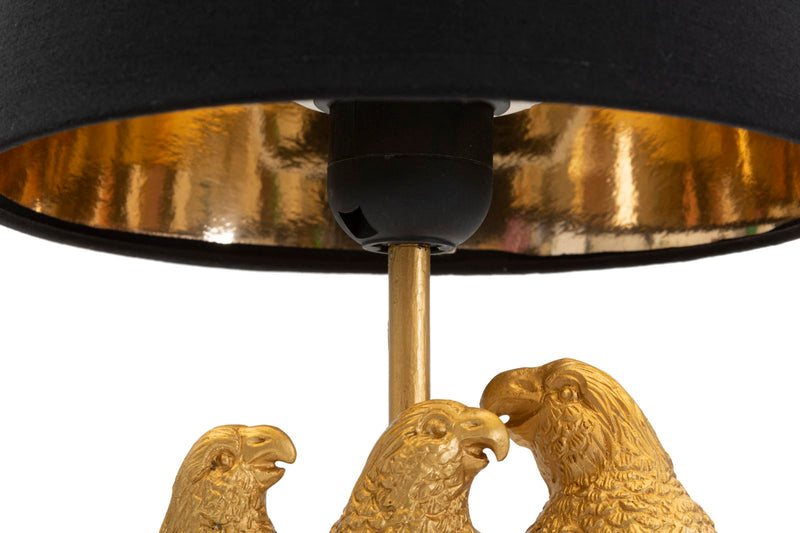 Lampada da salotto moderna base con pappagalli dorati paralume nero - varie misure