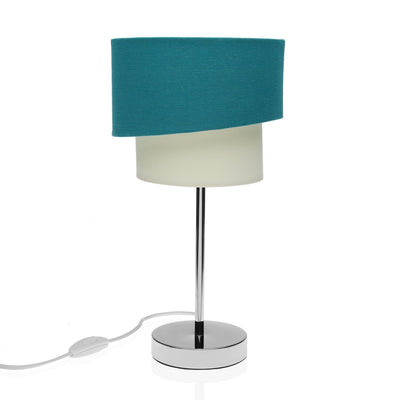 Lampada moderna in metallo e paralume in tessuto bicolore cm Ø 20x40h - vari colori