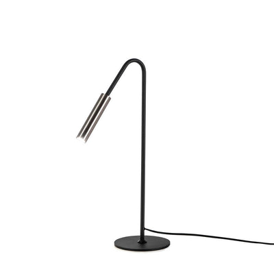 Lampada da tavolo design moderno in metallo nero paralume a tubo cm 17x17x56h