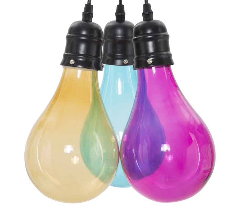 Lampadario a sospensione 3 luci con lampadine colorate design moderno