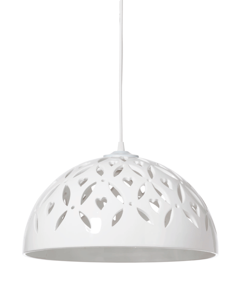 Lampadario in ceramica colore bianco cm ø 35x25