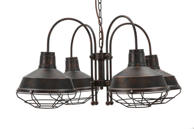 lampadario a sospensione 4 bracci in ferro stile industry