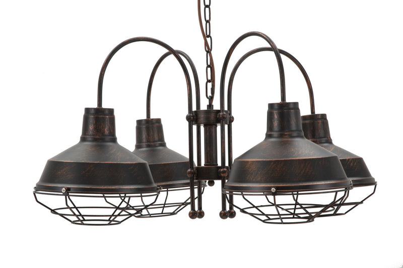 lampadario a sospensione 4 bracci in ferro stile industry