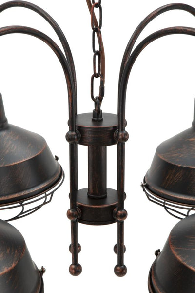 lampadario a sospensione 4 bracci in ferro stile industry