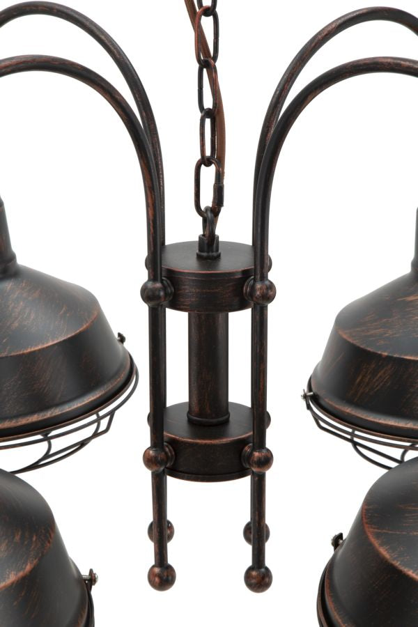 lampadario a sospensione 4 bracci in ferro stile industry