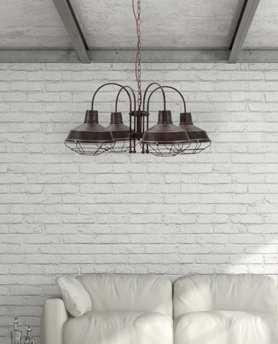 lampadario a sospensione 4 bracci in ferro stile industry