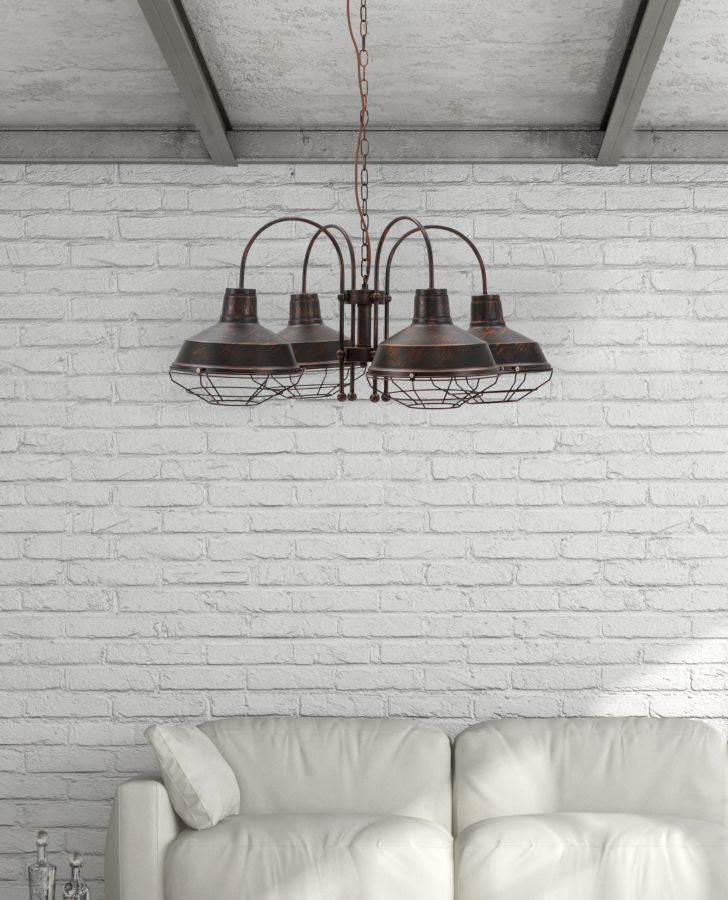 lampadario a sospensione 4 bracci in ferro stile industry