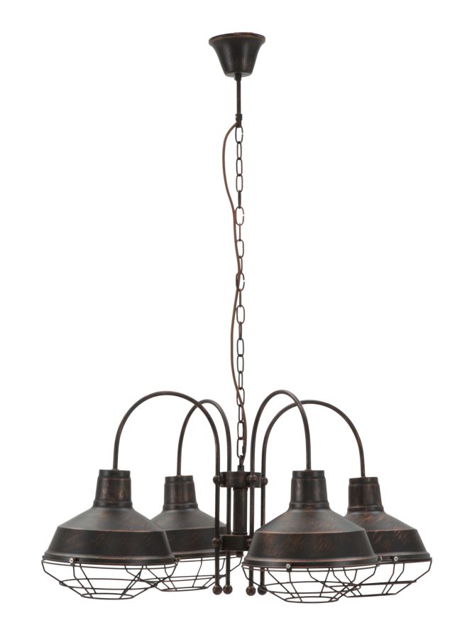 lampadario a sospensione 4 bracci in ferro stile industry