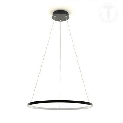 Lampadario a sospensione moderno con anello in alluminio cm Ø 60x92h - vari colori