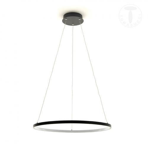 Lampadario a sospensione moderno con anello in alluminio cm Ø 60x92h - vari colori