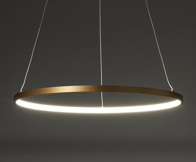 Lampadario a sospensione moderno con anello in alluminio cm Ø 60x92h - vari colori