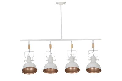 lampadario moderno da studio 4 luci orientabili in metallo bianco