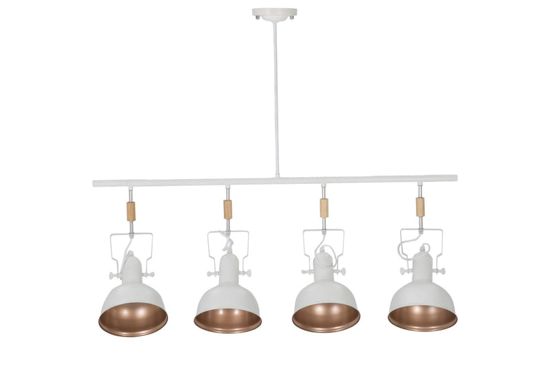 lampadario moderno da studio 4 luci orientabili in metallo bianco