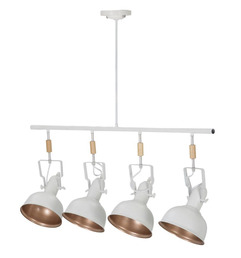 lampadario moderno da studio 4 luci orientabili in metallo bianco
