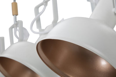 lampadario moderno da studio 4 luci orientabili in metallo bianco