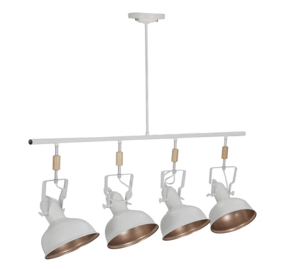 lampadario moderno da studio 4 luci orientabili in metallo bianco