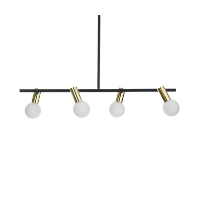 Lampadario a sospensione in metallo con 4 lampadine con paralumi direzionabili cm 94x12x90h