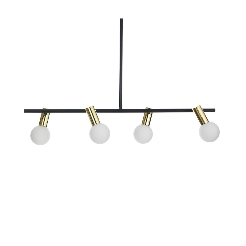 Lampadario a sospensione in metallo con 4 lampadine con paralumi direzionabili cm 94x12x90h