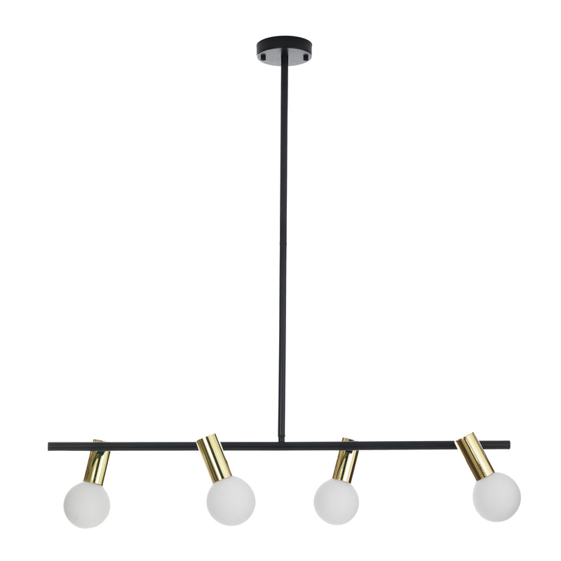 Lampadario a sospensione in metallo con 4 lampadine con paralumi direzionabili cm 94x12x90h