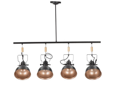 lampadario moderno da studio 4 luci orientabili in metallo nero