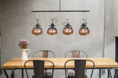 lampadario moderno da studio 4 luci orientabili in metallo nero