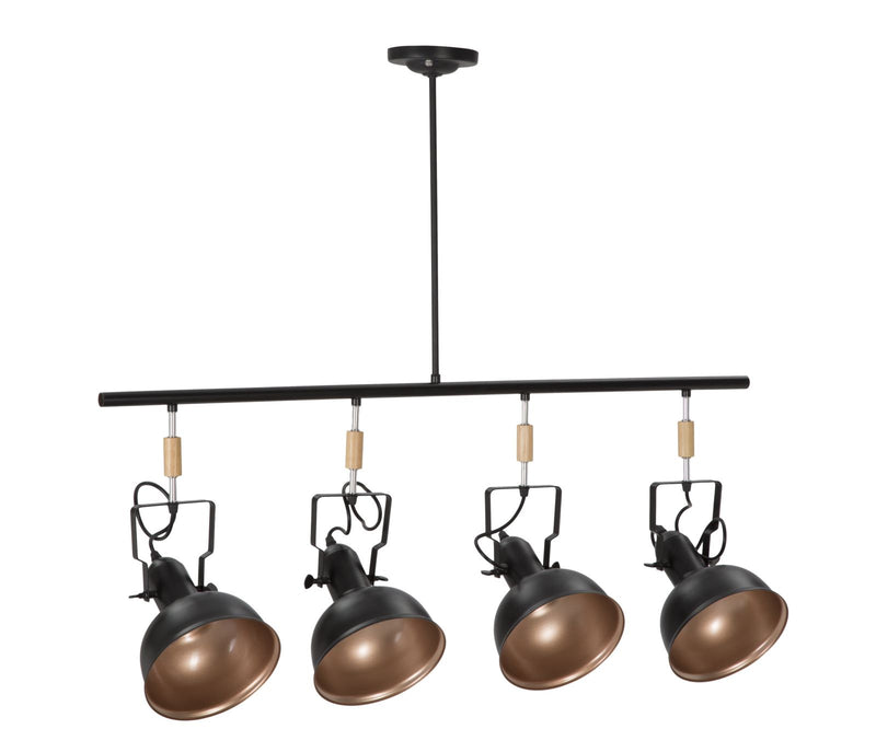 lampadario moderno da studio 4 luci orientabili in metallo nero
