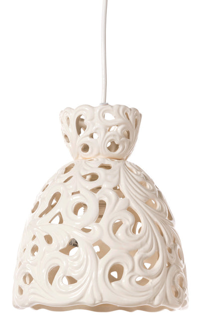 Lampadario a sospensione in ceramica decorata colore bianco - varie misure