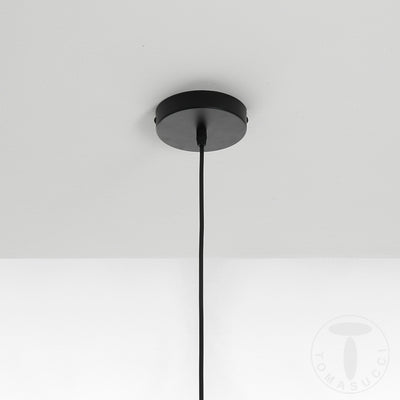 Lampadario design una luce in acciaio e tessuto colore nero cm Ø 24x56h