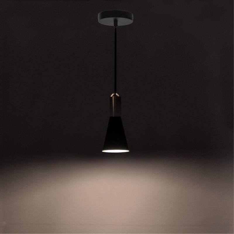 Lampadario moderno da cucina in metallo colore nero e ottone cm Ø 10x150h