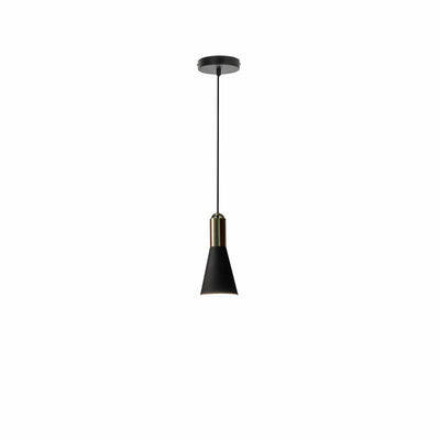 Lampadario moderno da cucina in metallo colore nero e ottone cm Ø 10x150h