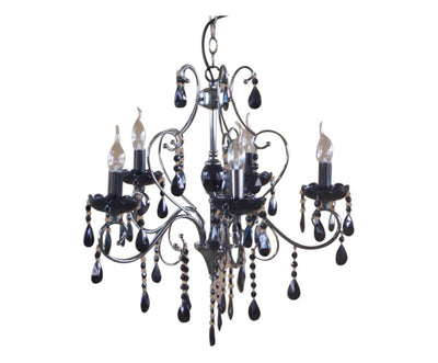 Lampadario classico 5 luci in acciaio colore nero cm Ø 49x65h