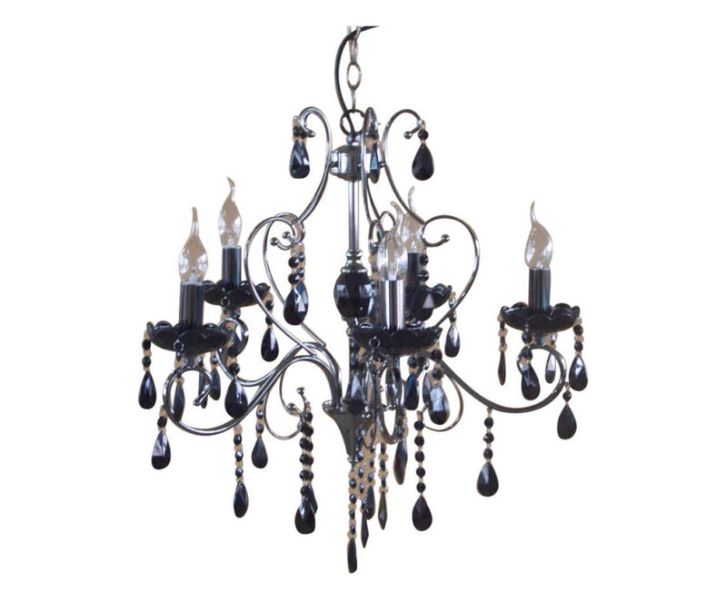 Lampadario classico 5 luci in acciaio colore nero cm Ø 49x65h